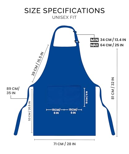 Utopia Kitchen Bib Aprons - 2 Pack, Blue, Adjustable with 2 Pockets