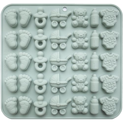ScivoKaval Baby Shower Silicone Mold for Chocolate, Candy, and Cake Toppers