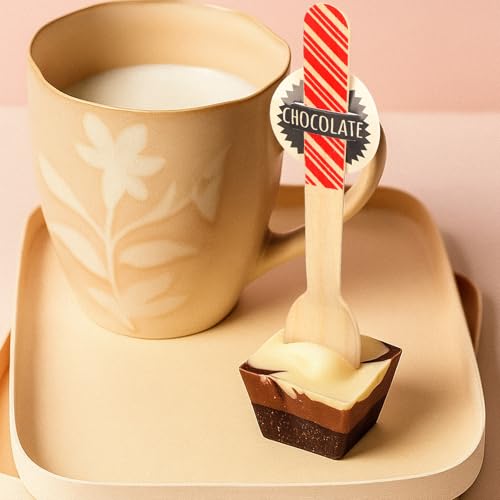 Candy Cane Striped Christmas Wooden Spoon Set with Tags & Bags - Hot Cocoa Stirring Utensils