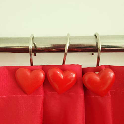 Heart-Shaped Anti-Rust Shower Curtain Hooks - Set of 12