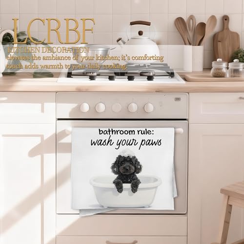Poodle Wash Your Paws Kids Bathroom Hand Towels - Funny Black Poodle Kids Bathroom Hand Towels, 16x24 Inch, Dog Lover Gift - LCRBF