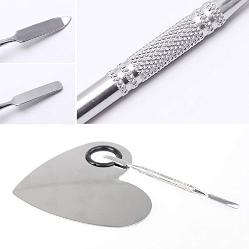 obmwang Stainless Steel Heart Shaped Makeup Palette and Spatula Set