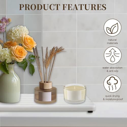 Ankzon Diatomite Absorbent Coasters Set - 3 PCS Grooved Stone Tray for Home