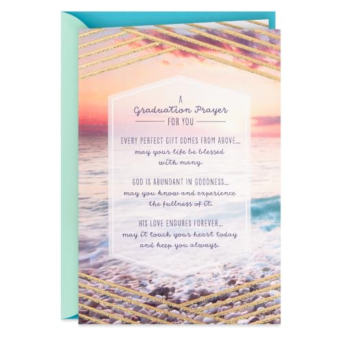 Hallmark Religious Graduation Card with Prayer and Glitter Accents