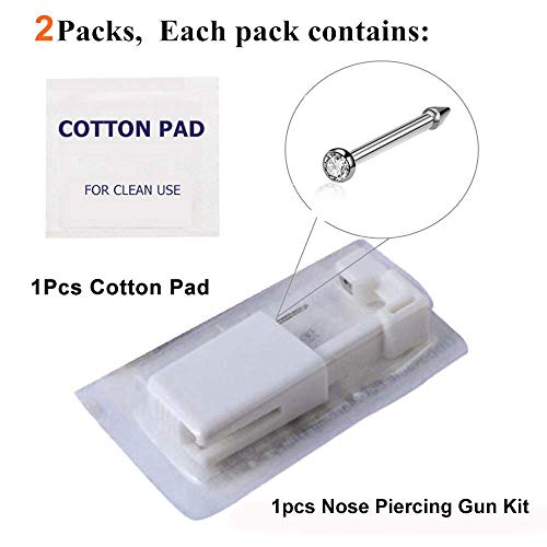 Prgislew 2 Pack Disposable Nose Piercing Gun Kit with Studs
