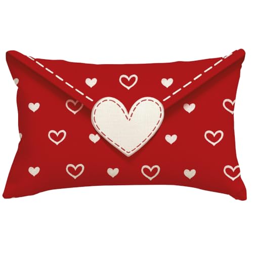Valentine Heart Lumbar Pillow Cover 12x20 Red Envelope Decor