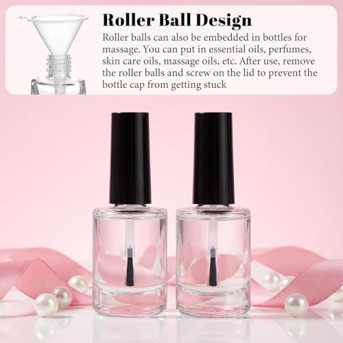 Eldraqth Empty Nail Polish Bottles - 10ml Glass Containers with Funnels and Mixing Balls (2 Pack)
