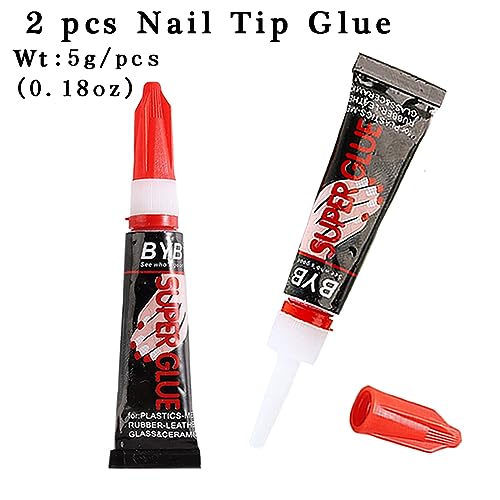 Fcozpjk Super Strong Nail Glue for Press On Nails & Tips 0.18oz 2 Pcs
