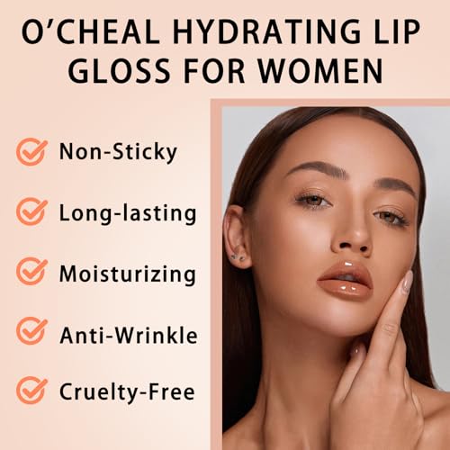 O'CHEAL Hydrating Lip Oil Tinted Plumping Gloss in Pink