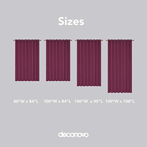Deconovo Fuchsia Wide Width Blackout Grommet Curtain Panel 100W x 95L Thermal Insulated Room Darkening