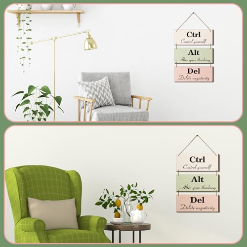 3-Piece Boho Leaves Rustic Wood Wall Decor - Inspirational Office Sign
