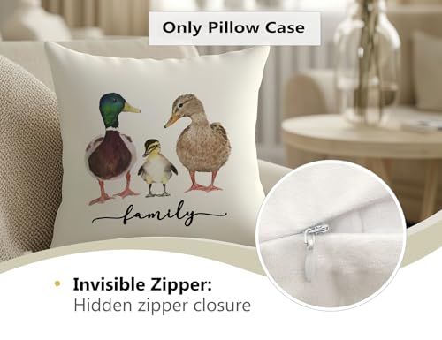 Family Duck Throw Pillow Cover 18x18, Decorative Farm Animal Cushion Case