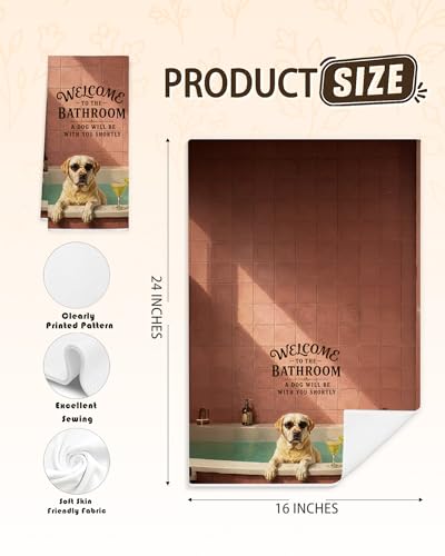 Labrador Funny Hand Towels - 16x24 Inch Rustic Dog Decor