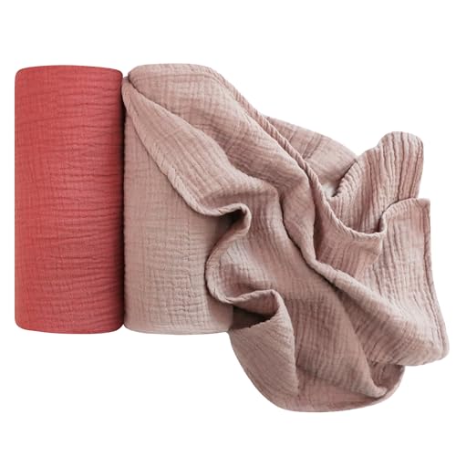 2-Pack Muslin Swaddle Blankets - 100% Cotton Breathable Wrap (Retro, 41x37")