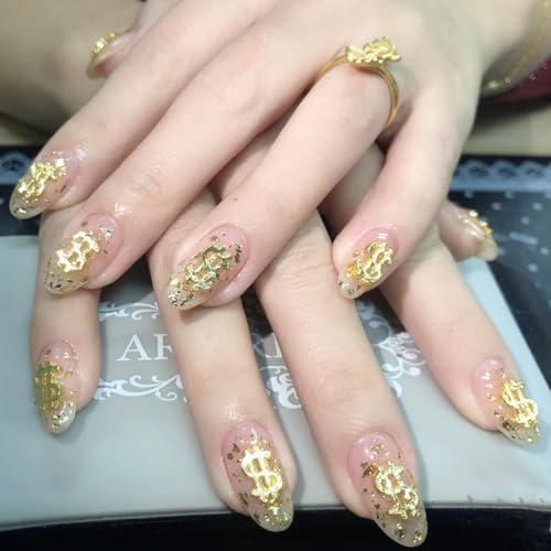 5D Gold Nail Stickers Embossed Dollar Design Self-Adhesive Decals