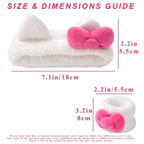 JazSwirl Cat Ear Spa Headband and Wristbands Set for Skincare and Face Washing