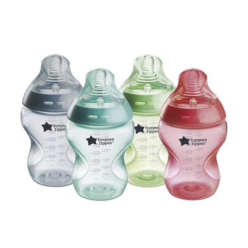 Tommee Tippee Natural Start Anti-Colic Baby Bottles, 9oz Wide Neck, 4 Pack