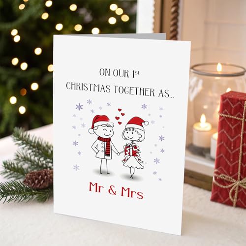Romantic First Christmas Card for Couples - Keepsake Greeting Card