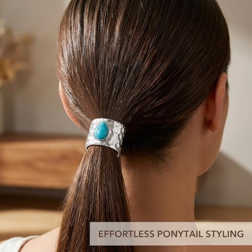 Metal Turquoise Ponytail Holder Hair Clips 4-Piece Set