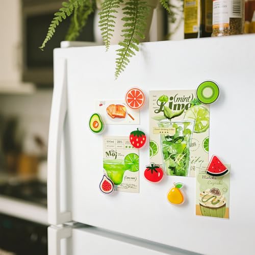 Janvelle 8-Piece Fruit Party Fridge Magnet Set - Cute Decorative Food Magnets