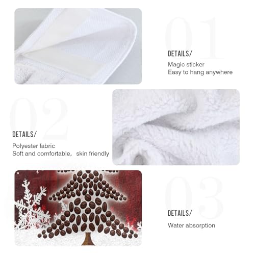 Christmas Hanging Kitchen Towels Set - 2pcs Farmhouse Decor, Tie Towels, 12x17 Inches - Variation of Christmas 3