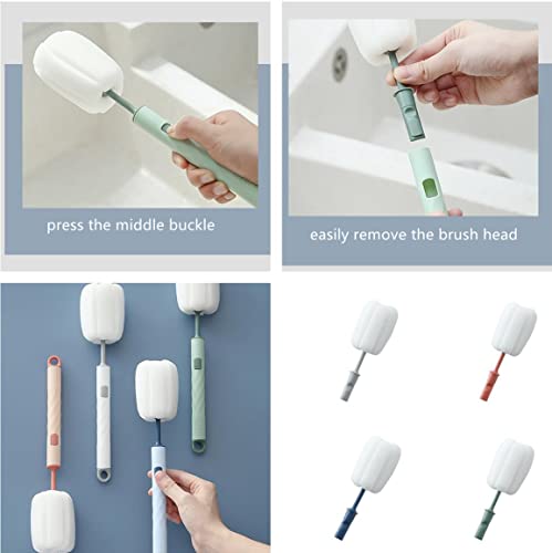 2pcs Detachable Sponge Cleaning Brush Set for Glassware - Green & Pink