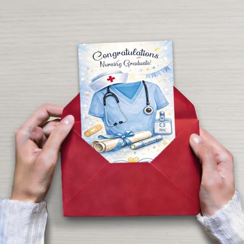 Nursing Graduation Card with Luxury Envelope & Gold Seal - RN Gift