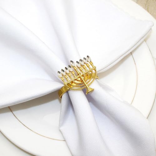 COHEALI Menorah Hanukkah Napkin Rings 6 Pack Metal Table Decor