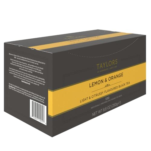 Taylors of Harrogate Lemon & Orange Black Tea Bags, 100 Individually Wrapped