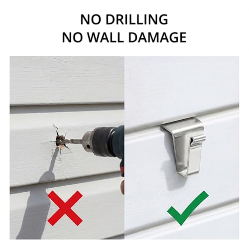 Kingrol 30 Pack Vinyl Siding Hooks - No Drill Heavy Duty Clips for Outdoor Decor
