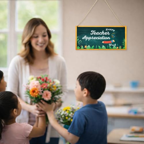 Inspirational Double-Sided Wooden Hanging Sign for Classroom Wall & Door Decor
