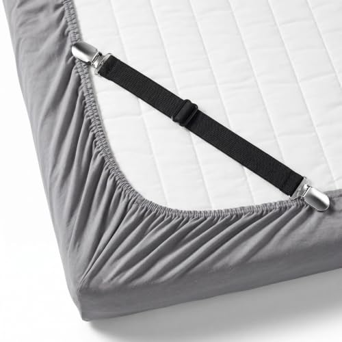 8-Pack Adjustable Elastic Sofa Cushion Straps & Bed Sheet Fastener Clips