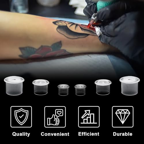 Romlon Tattoo Ink Caps with Base - 300PCS Assorted Sizes