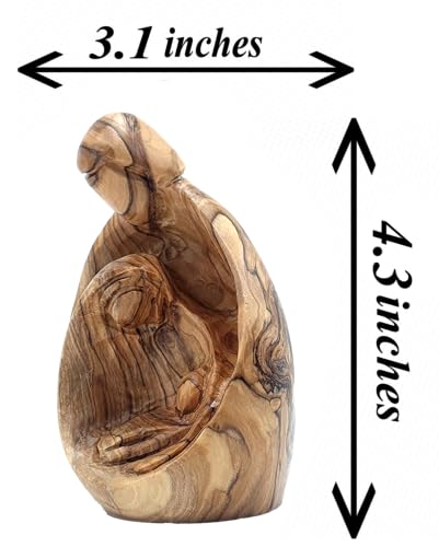 Holy Family Nativity Scene Hand-Carved Olive Wood Statue - 4.3" Christmas Decor - Catholic Religious Figurine