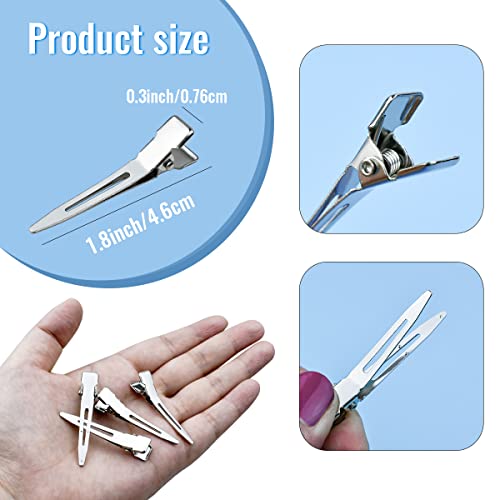 Tenalleys 50 Pcs Metal Duckbill Hair Clips 1.77 Inch Silver Alligator Styling Pins