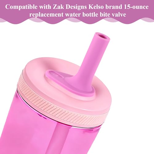4 PCS Replacement Bite Valve for Zak Designs Kelso 15 oz, Silicone Cup Replacement Parts Reusable Straw for Zak Kids Straw Cups Accessories, Pink