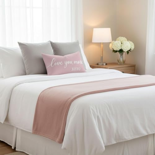 Love You More XOXO Pink Pillow Cover - 12x20 Inch Farmhouse Decor