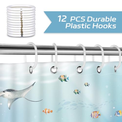 Dazzlewall Funny Ocean Cat Shower Curtain, 72x72 Inch Waterproof Polyester