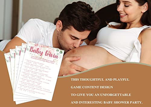 Floral Greenery Baby Shower Game Set - 30 Trivia Cards