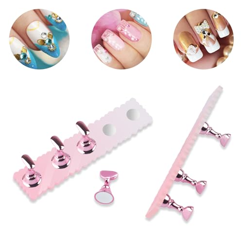 LADYING Magnetic Nail Art Practice Stand Set 2-Pack Acrylic Holder