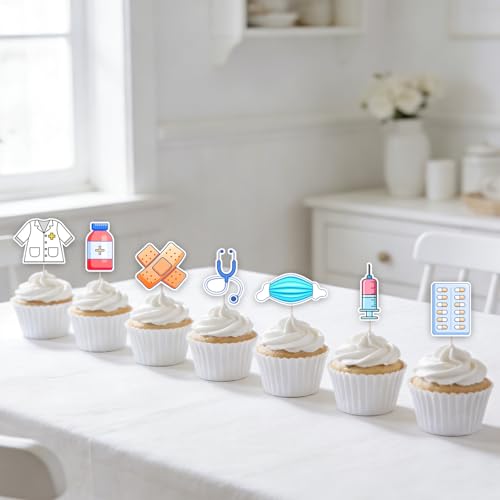 48 Pcs Nurse Graduation Cupcake Toppers RN Nursing Party Picks