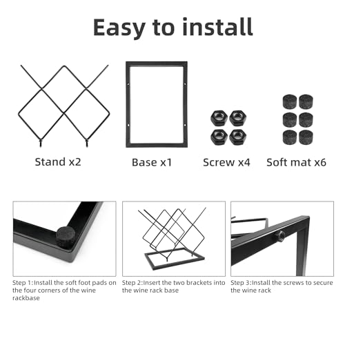 MCSAPIL 5-Bottle Countertop Wine Rack, Modern Black Metal Wine Holder