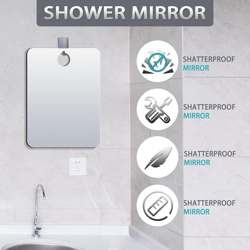 Mcudsy Fogless Shower Mirror - 8x6 Inch Shatterproof Acrylic Shaving Mirror