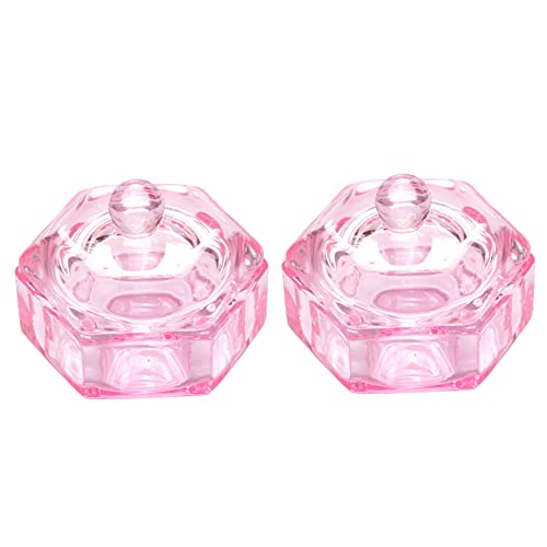 Glass Nail Dappen Dishes with Lids 2 Pcs Powder Liquid Holders