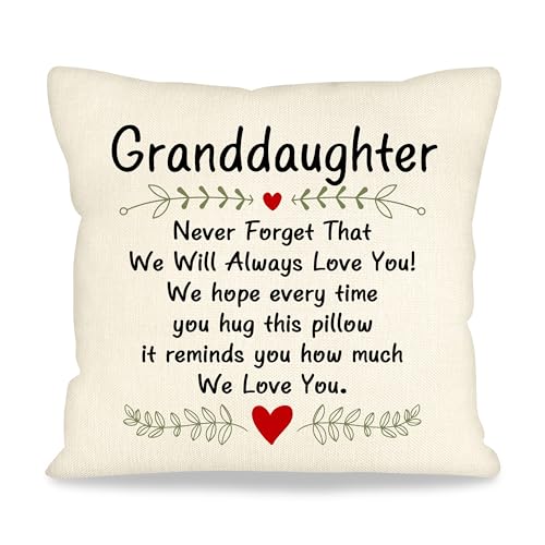 Granddaughter Gift Linen Throw Pillow Cover 18x18 Inch - Sentimental Decor