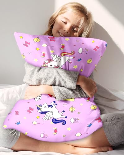 Miss Adola Kids Silk Pillowcase - 30x20 Inch, Couple Unicorn Design