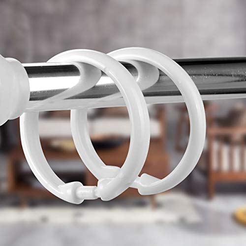 Qulable 12-Pack Plastic Shower Curtain Rings, Rust-Proof O-Shaped Hooks