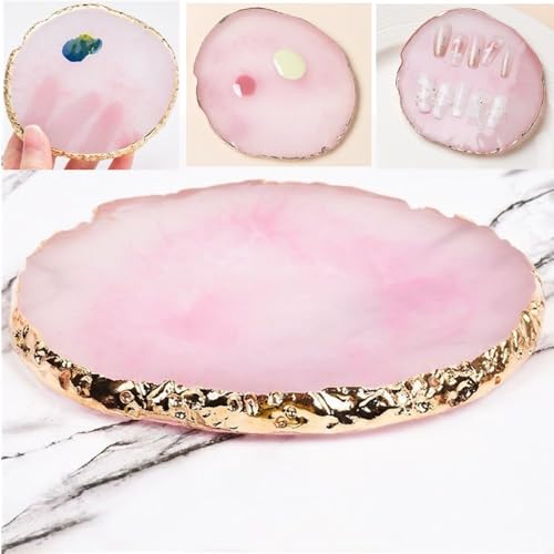 FULINJOY Resin Nail Art Palette and 5 Pcs Double-Ended Nail Brushes Set