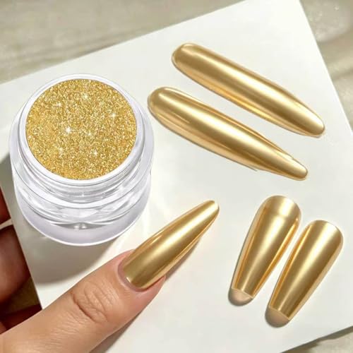 BISHENGYF Gold Chrome Nail Powder 1g Metallic Mirror Effect Pigment