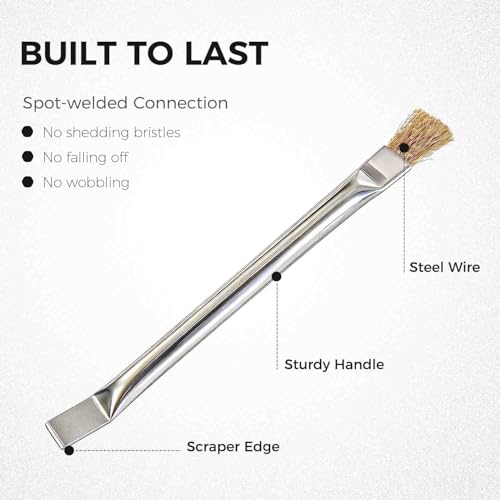 Pellet Stove Cleaning Brush with Scraper - 10" Long Handle for Ash Clean-Out